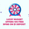 Lucky Nugget offers 105 Free Spins on $1 Deposit
